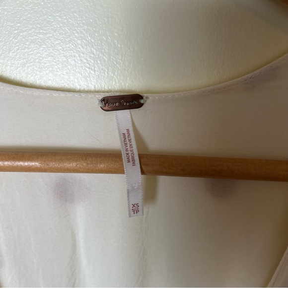 Free People Date Night Draped Mini Dress Sunshine Floral PolkaDot Long Sleeve XS - Picture 7 of 10